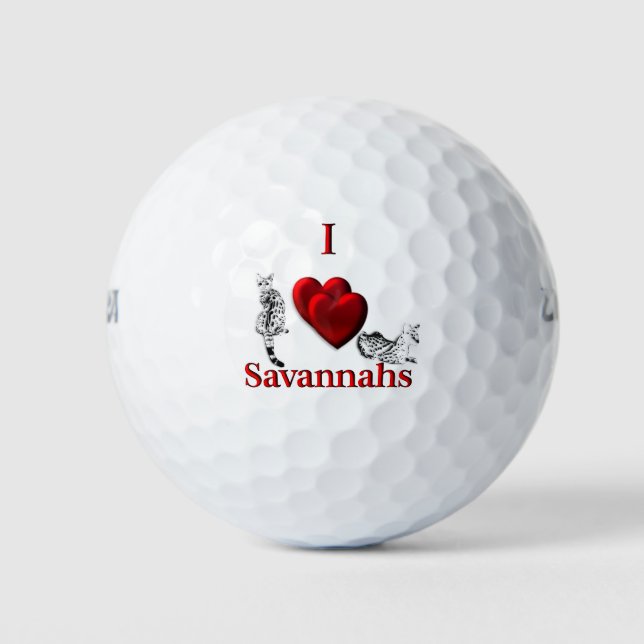 I Heart Savannah Cat Silver Golf Balls (Front)