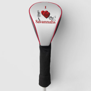 I Heart Savannah Cat Silver Golf Head Cover