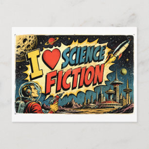 "I [Heart] Science Fiction" Postcard