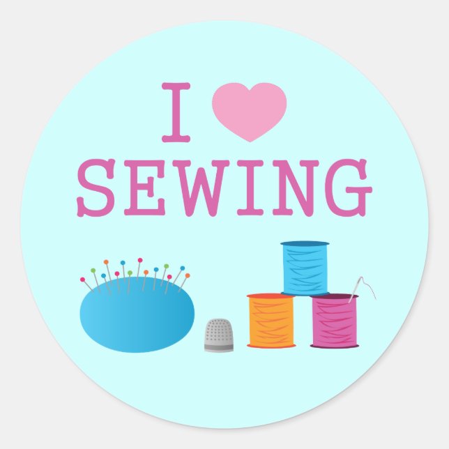 I Heart Sewing Classic Round Sticker (Front)