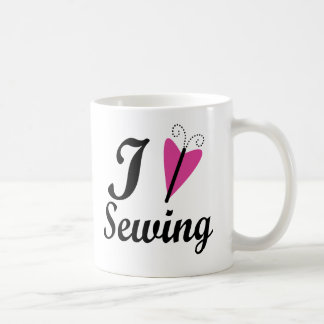 I Heart Sewing Pink Butterfly Coffee Mug