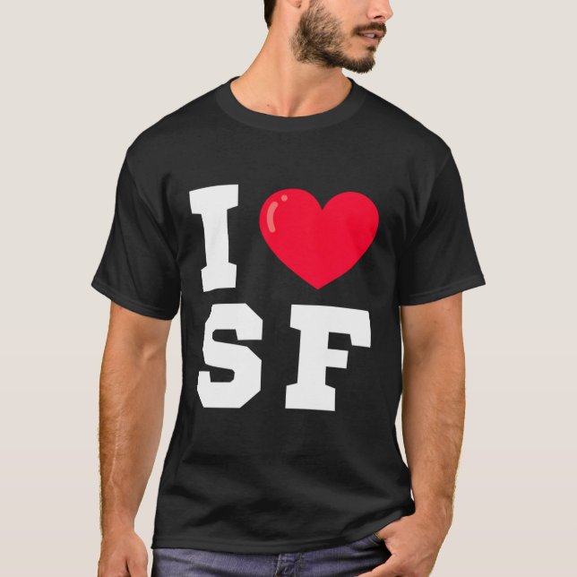 I Heart Sf Athletic Font Hoodie T-Shirt (Front)