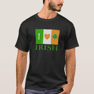 I Heart Shamrocks Irish Flag Happy St. Patrick's D T-Shirt