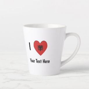 I (Heart Shaped Albanian Flag) Personalized Latte Mug