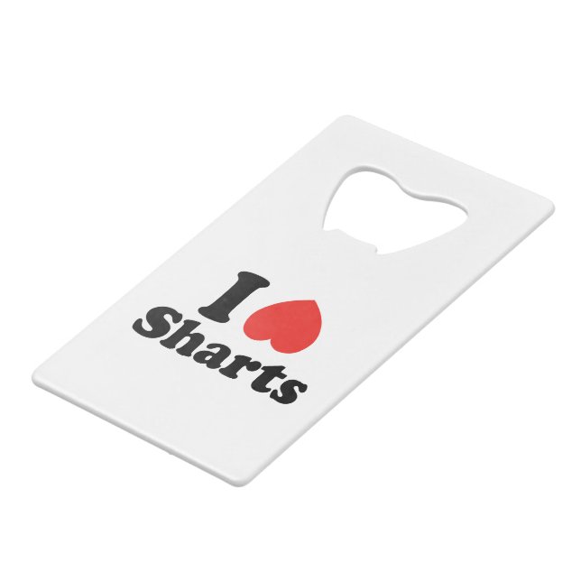 I Heart Sharts Credit Card Bottle Opener (Front Angled)