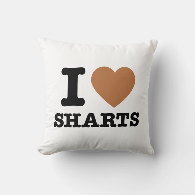 I Heart Sharts Funny Graphic Throw Pillow (Front)