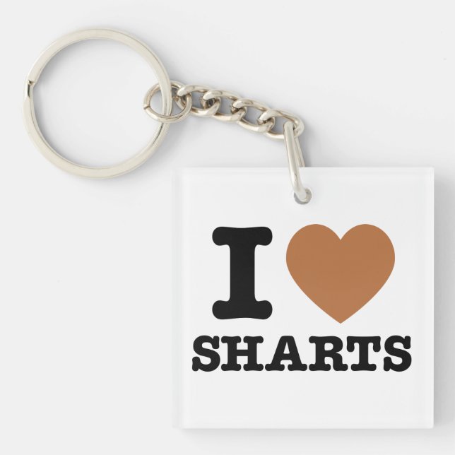 I Heart Sharts Funny Icon Graphic Keychain (Front)