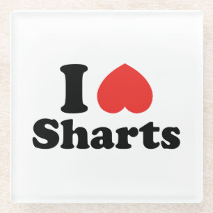 I Heart Sharts Glass Coaster
