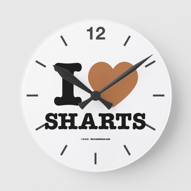 I Heart Sharts Round Clock (Front)