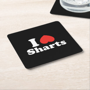 I Heart Sharts Square Paper Coaster