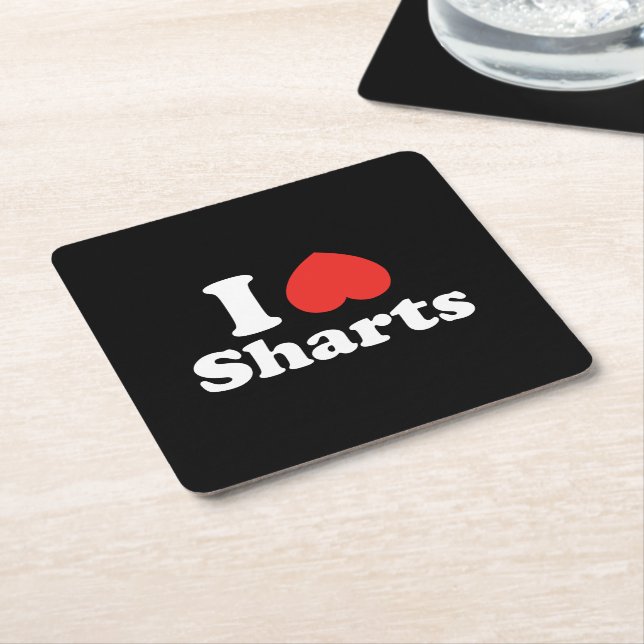 I Heart Sharts Square Paper Coaster (Angled)
