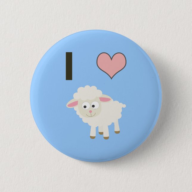 I heart Sheep 2 Inch Round Button (Front)