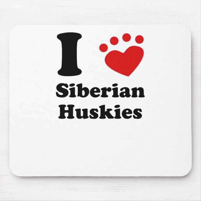 I Heart Siberian Huskies Mouse Pad (Front)
