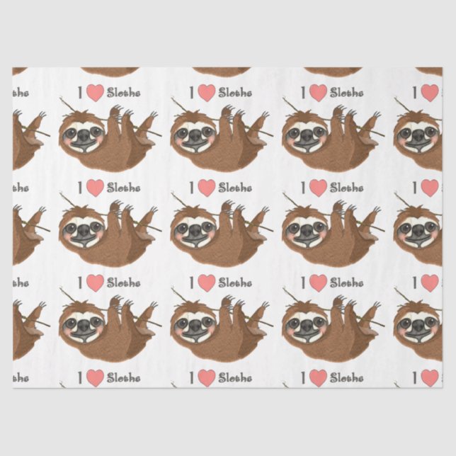 I Heart Sloths Baby Animal Tissue Paper (Front)