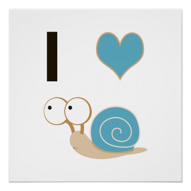 I heart snails - blue poster (Front)