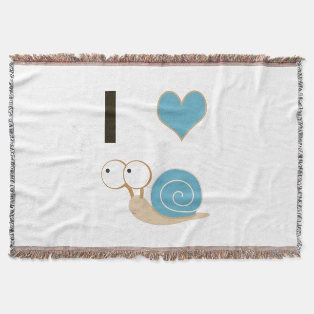 I heart snails - blue throw blanket (Front)