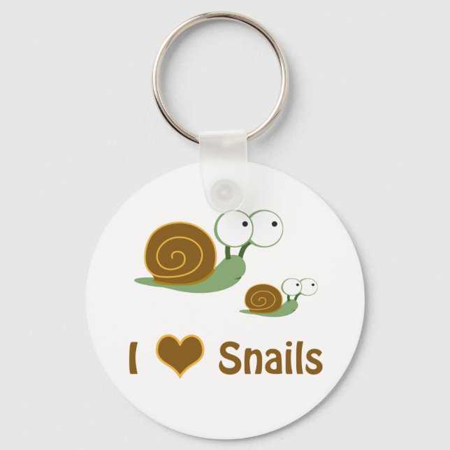 I Heart Snails- two cute snails Keychain (Front)