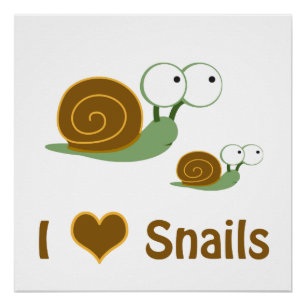 I Heart Snails- two cute snails Poster