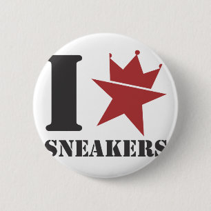 I <HEART> Sneakers 2 Inch Round Button
