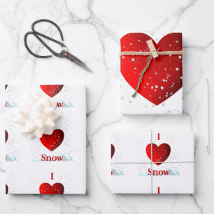 I Heart Snow Wrapping Paper Sheet