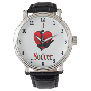 I Heart Soccer Black Numbers Watch