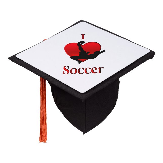 I Heart Soccer Graduation Cap Topper (Angled)