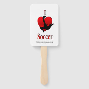 I Heart Soccer with Team Email or Name Hand Fan