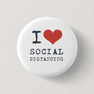 I Heart Social Distancing Introvert 1 Inch Round Button