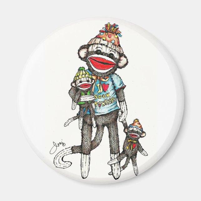 I Heart Sock Monkeys Magnet (Front)