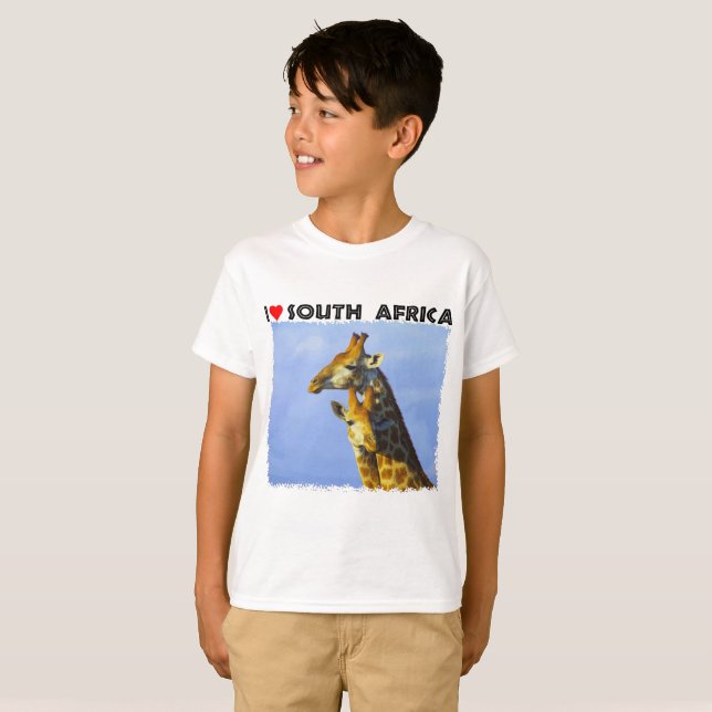 I Heart South Africa Blue Sky Giraffes T-Shirt (Front Full)