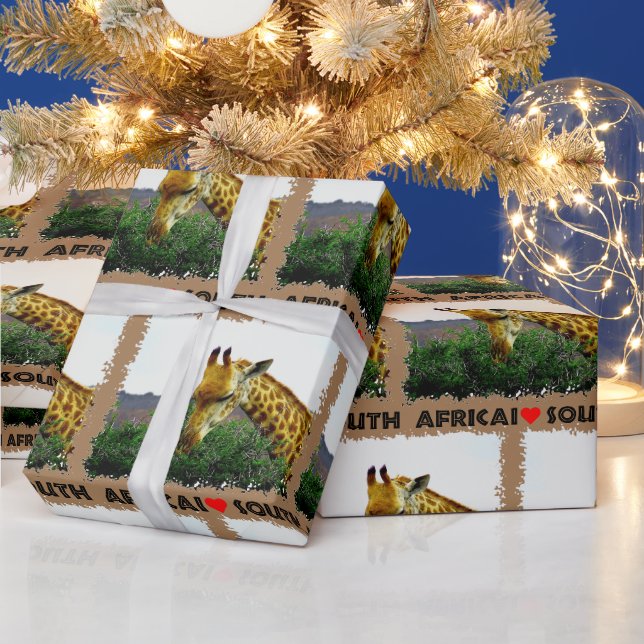 I Heart South Africa Giraffe Thorn tree Wrapping Paper (Holidays)
