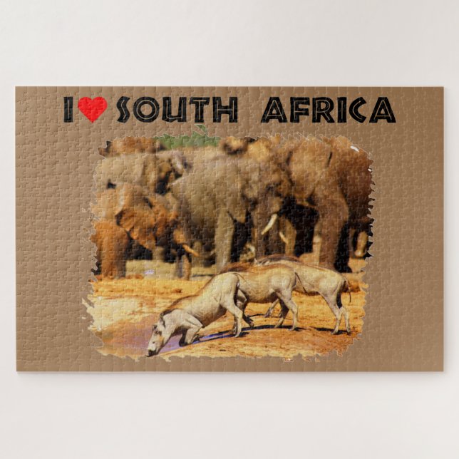 I Heart South Africa warthogs and elephants Jigsaw Puzzle (Horizontal)