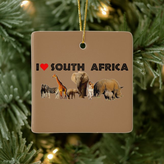 I heart South Africa Wildlife Collage Ceramic Orna Ceramic Ornament (Tree)