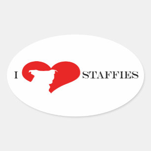 i heart Staffy - Stickers ovale