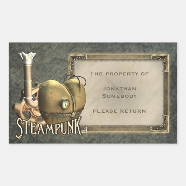I Heart Steampunk Bookplate Stickers (Front)
