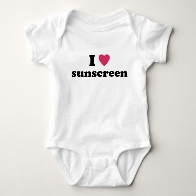 I Heart Sunscreen Baby Bodysuit (Front)