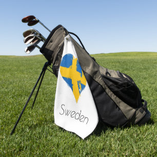 I Heart Sweden Swedish Flag Golf Towel