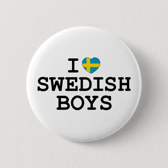 I Heart Swedish Boys 2 Inch Round Button (Front)