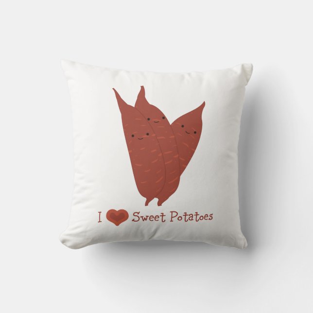 I heart sweet potatoes throw pillow (Front)