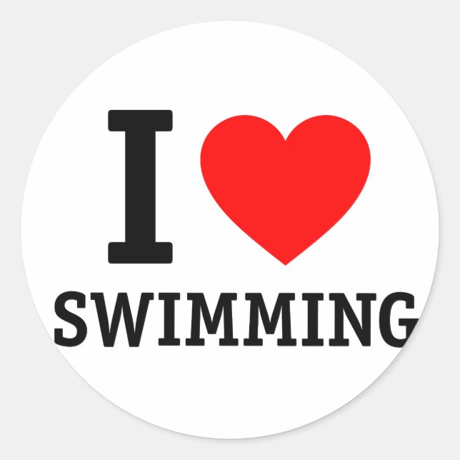 I Heart Swimming Classic Round Sticker (Front)