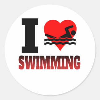 I Heart Swimming Classic Round Sticker