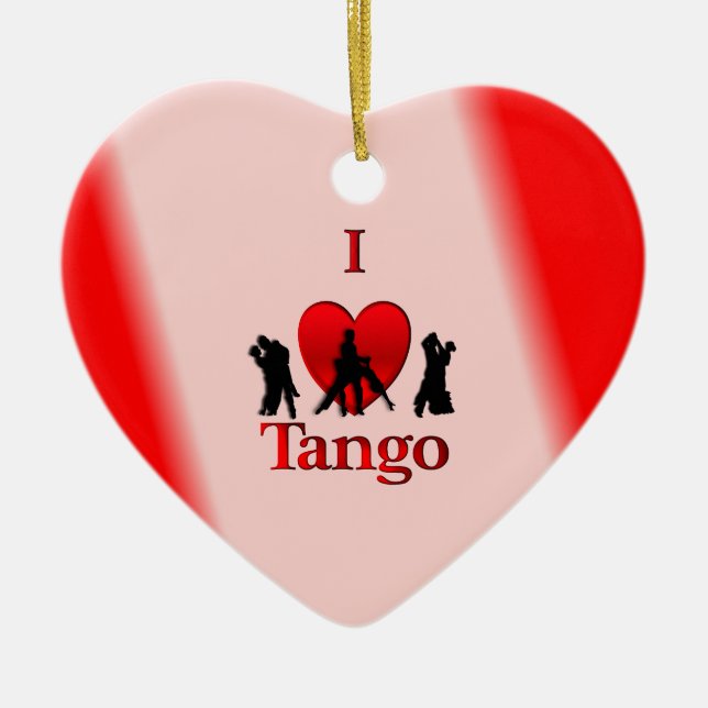 I Heart Tango Ceramic Ornament (Front)