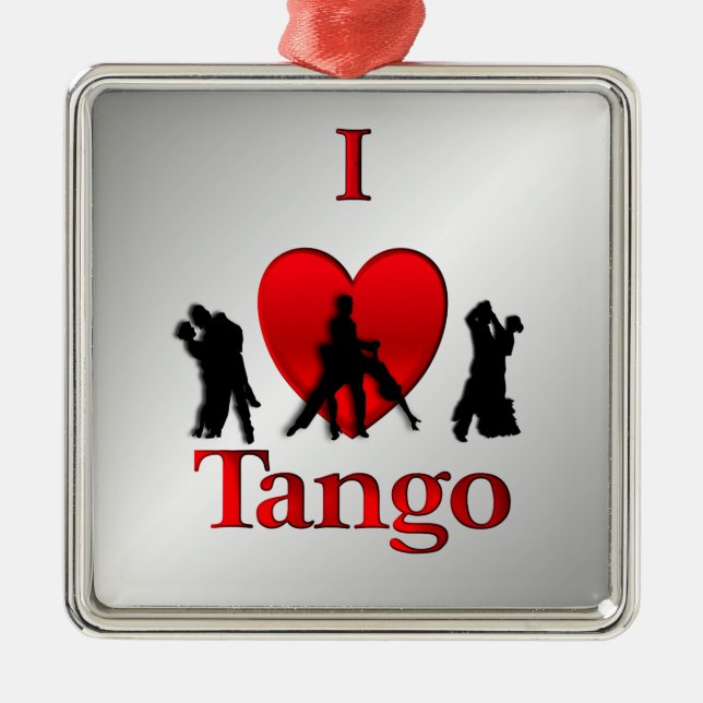 I Heart Tango Dance Metal Ornament (Front)