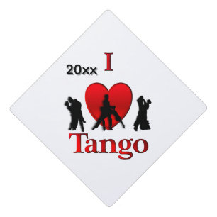 I Heart Tango with Year or Monogram Graduation Cap Topper
