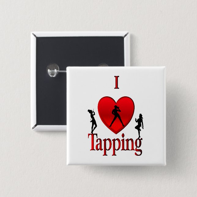 I Heart Tap Dance 2 Inch Square Button (Front & Back)