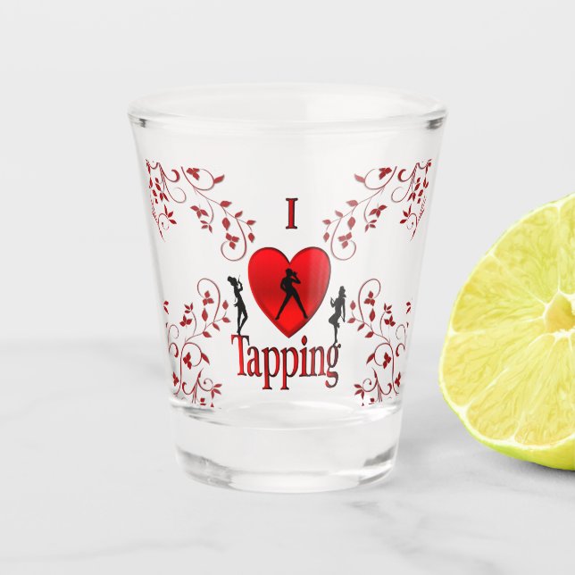 I Heart Tap Dance Shot Glass (Front)