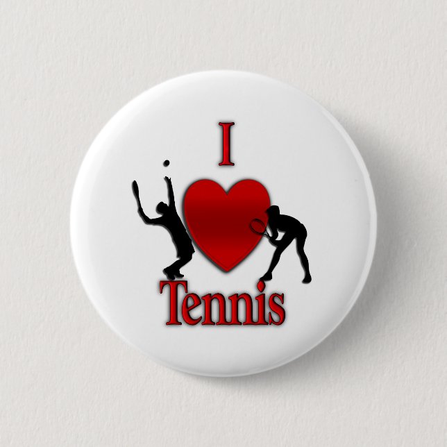I Heart Tennis 2 Inch Round Button (Front)