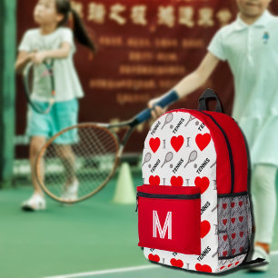 I heart tennis -pattern  printed backpack