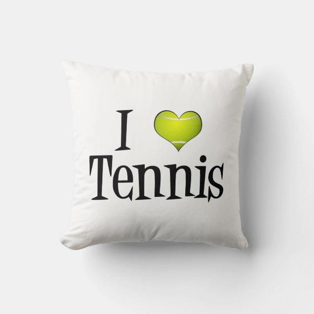 I Heart Tennis Throw Pillow (Front)