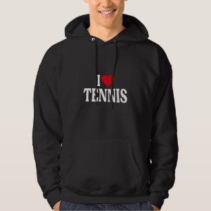 I Heart Tennis with Red heart I love Tennis Hoodie
